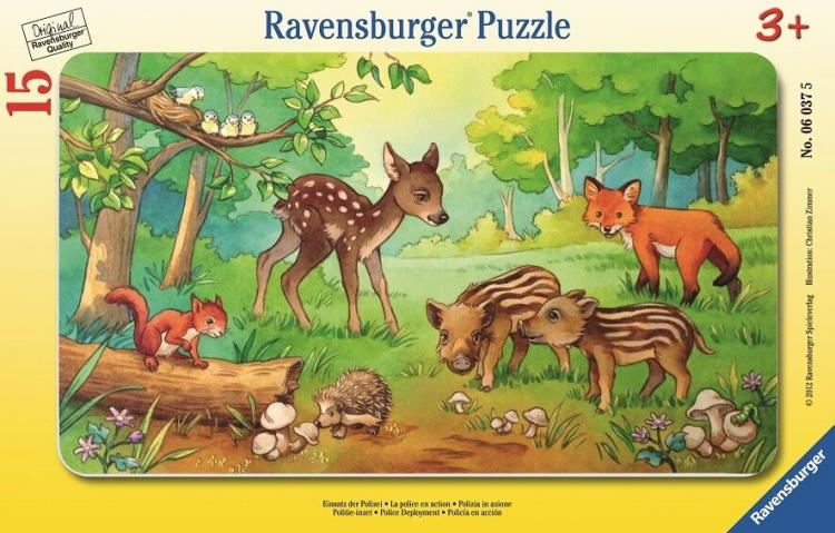 Пазл в рамке «Детеныши животных в лесу» 15 шт рамка Ravensburger 