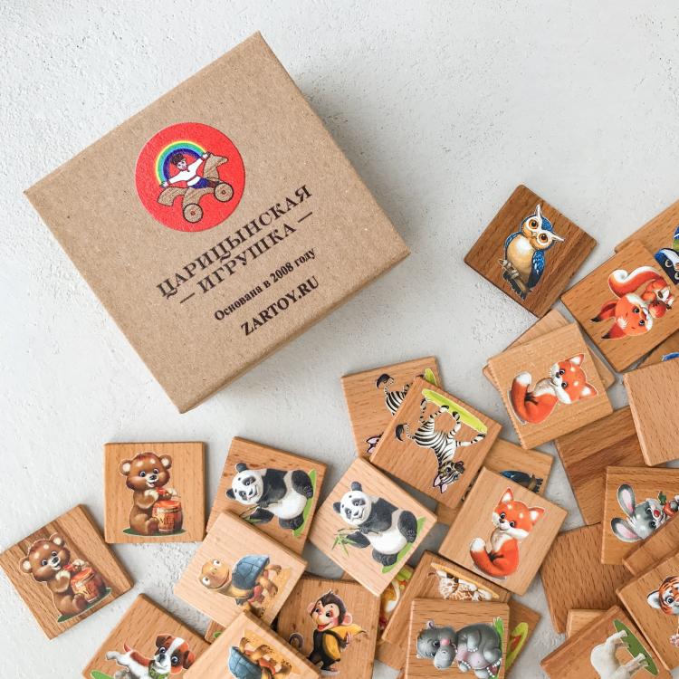 Мемори "Мир животных" в картонной коробочке (44 фишки) Царицынская игрушка